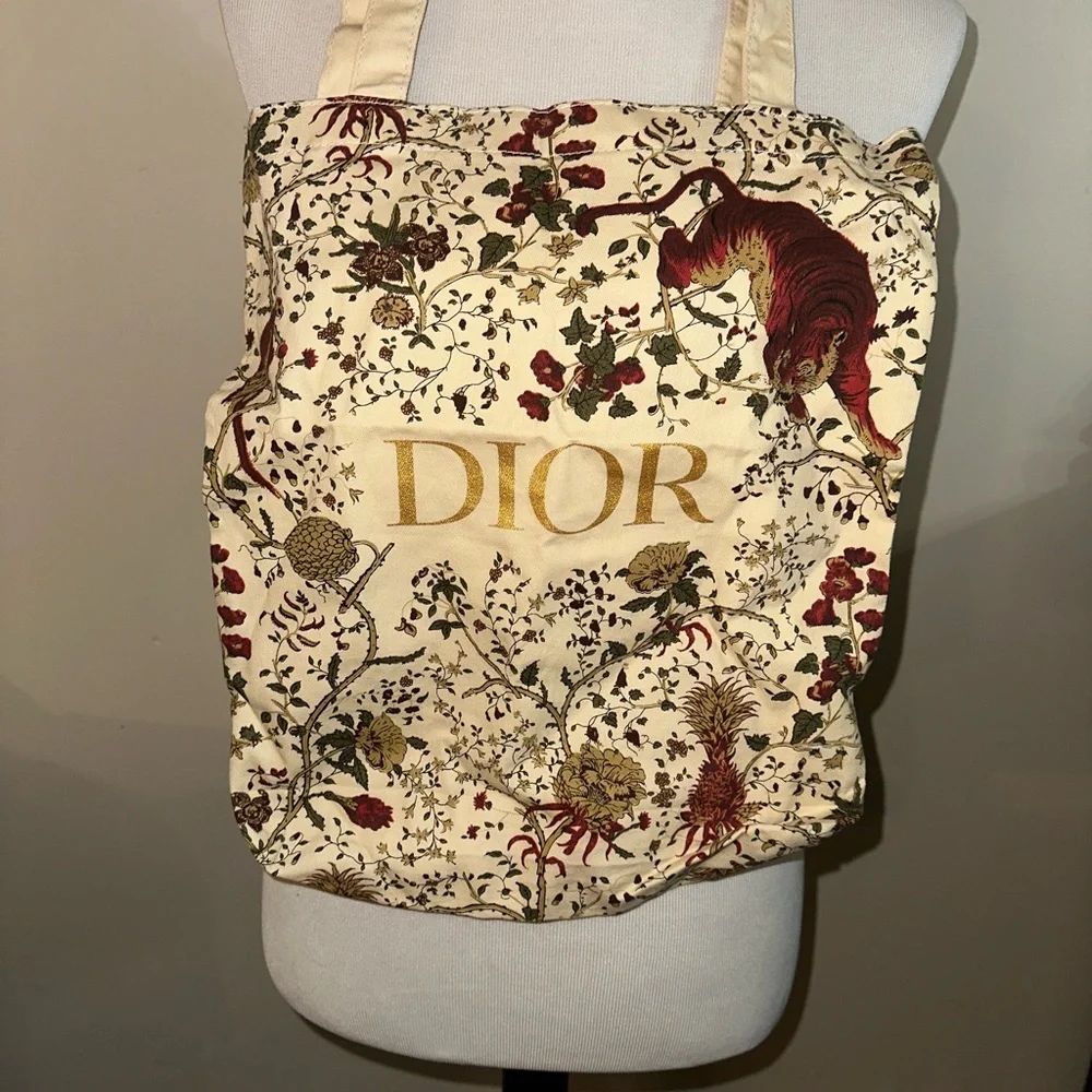 Dior Beige and Floral Tote - Picture 1 of 1